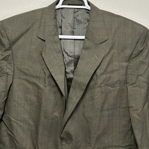 Stanley Blacker Mens 44S Olive Gray Plaid Sport Coat Blazer 2 Button